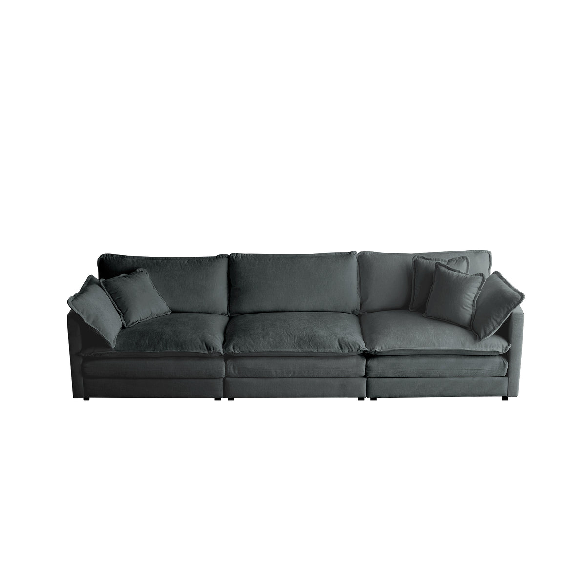 Mid Century Modern Couch 3 Seater Sofa With 2 Armrest Pillows And 3 Toss Pillows, Couch For Living Room Gray Chenille Gray Chenille 3 Seat