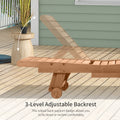 Outsunny Outdoor Chaise Lounge Pool Chair, Built In Table, Reclining Backrest For Sun Tanning Sunbathing, Rolling Wheels, Red Wood Look Natural Wood Wood