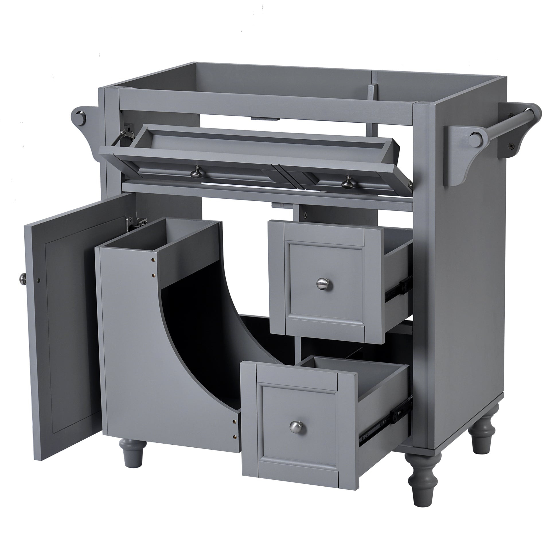 30'' Bathroom Vanity Without Top Sink, Modern Bathroom Storage Cabinet With 2 Drawers And A Tip Out Drawer Not Include Basin Grey Bathroom Modern Solid Wood Mdf