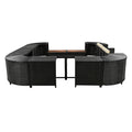 Spa Surround Spa Frame Quadrilateral Outdoor Rattan Sectional Sofa Set With Mini Sofa,Wooden Seats And Storage Spaces, Beige Yes Beige Water Resistant Frame Water Resistant Cushion Garden & Outdoor Sectional Seating Groups Foam Rattan Waterproof Fabric