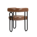 Coolmore Contemporary Designed Pu Fabric Upholstered Accent Dining Chair Barrel Side Chairs Kitchen Armchair For Living Room Set Of 2 Light Brown Pu Light Brown Dining Room Foam Pu Leather