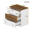 3 Drawer Wooden Nightstand With Colorblock Design And Plastic Handle, Wood Side Table With Storage Cabinet For Bedroom, White Brown Brown White Wood