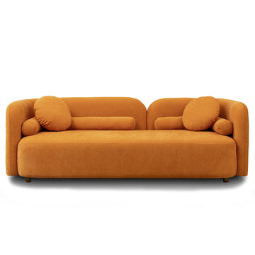 Luxury Modern Couch For Living Room, Chenille Upholstered Comfy Couch For Apartment Home Office, 3 Seater Orange Brown Chenille Wood Primary Living Space Minimalist Eucalyptus Foam Fabric 3 Seat