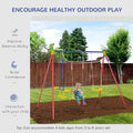 Outsunny Metal Swing Set With Glider, Two Swing Seats And Adjustable Height, Outdoor Heavy Duty A Frame Suitable For Playground, Backyard, Multi Color Multicolor Metal