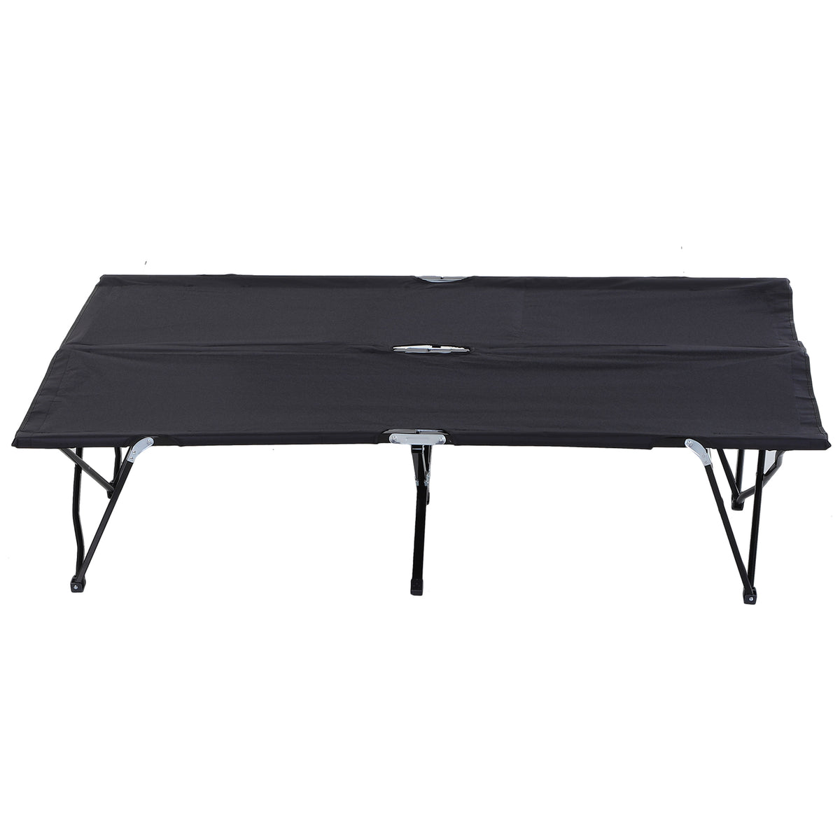 Outsunny 2 Person Folding Camping Cot For Adults, 50" Extra Wide Outdoor Portable Sleeping Cot With Carry Bag, Elevated Camping Bed, Beach Hiking, Black Black Steel