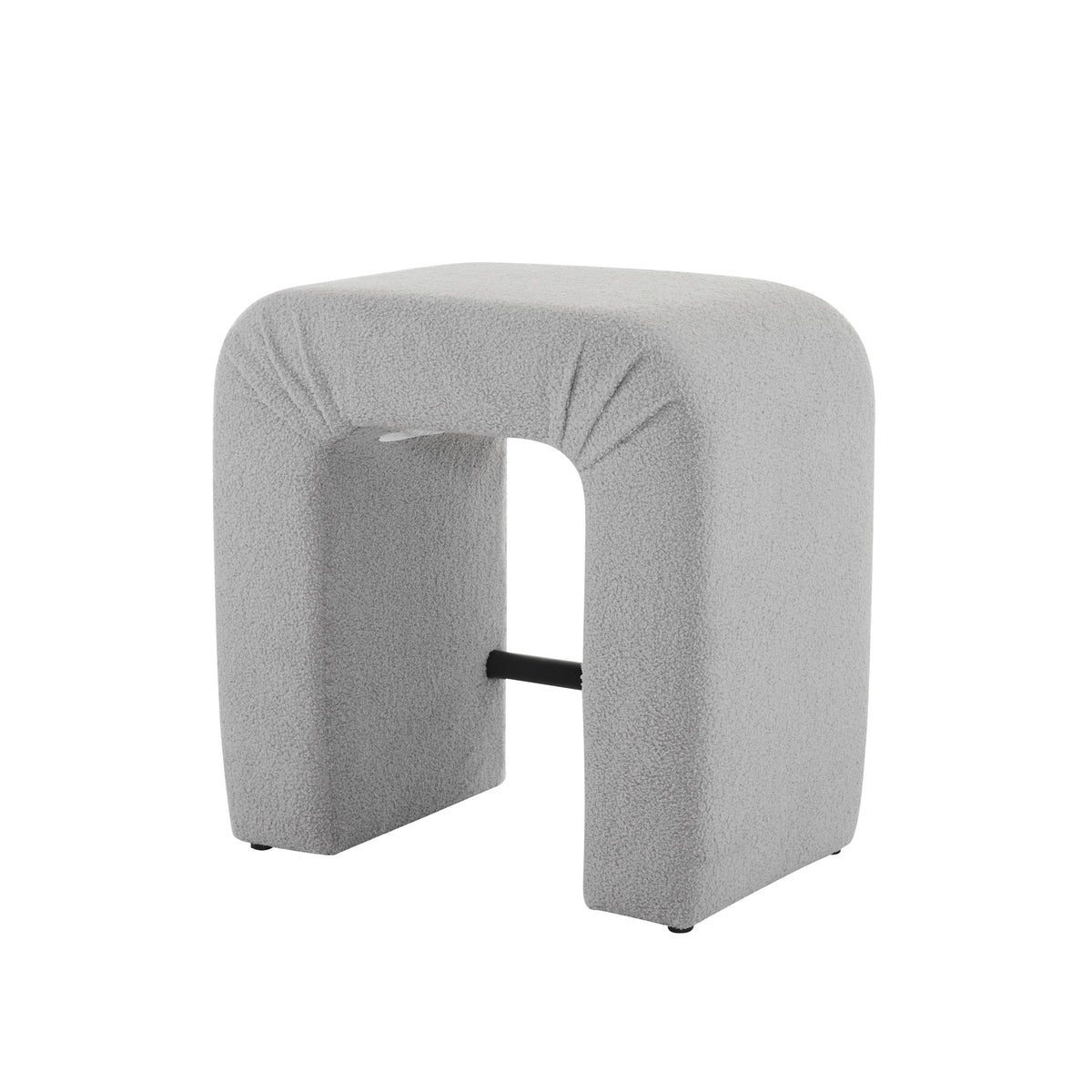 24'' Boucle Stool Set Of 2,Dining Chairs For Home Kitchen Island,Grey Grey Dining Room Sponge Rectangular Bar Stools Set Of 2 Polyurethane Foam Fabric,Foam,Plywood,Wood