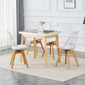 White Stone Burning Tabletop With Rubber Wooden Legs, Foldable Computer Desk, Foldable Office Desk,4 Modern Chairs Can Rotate 360 Degrees,The Seat Cushion Is Made Of Pu Material. Zd 1545Sc 003 White Sintered Stone