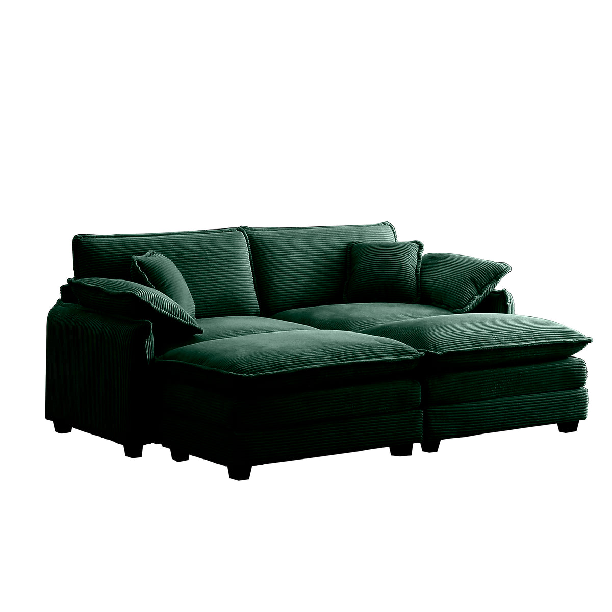 Two Seater Theater Sofa With 2 Footrest, 2 Seater Sofa With Ottoman For Small Living Spaces,Green Corduroy Green Corduroy 2 Seat