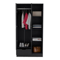 Memphis Wardrobe Armoire With 4 Tier Storage Shelves And 1 Drawer Black Black Bedroom Particle Board