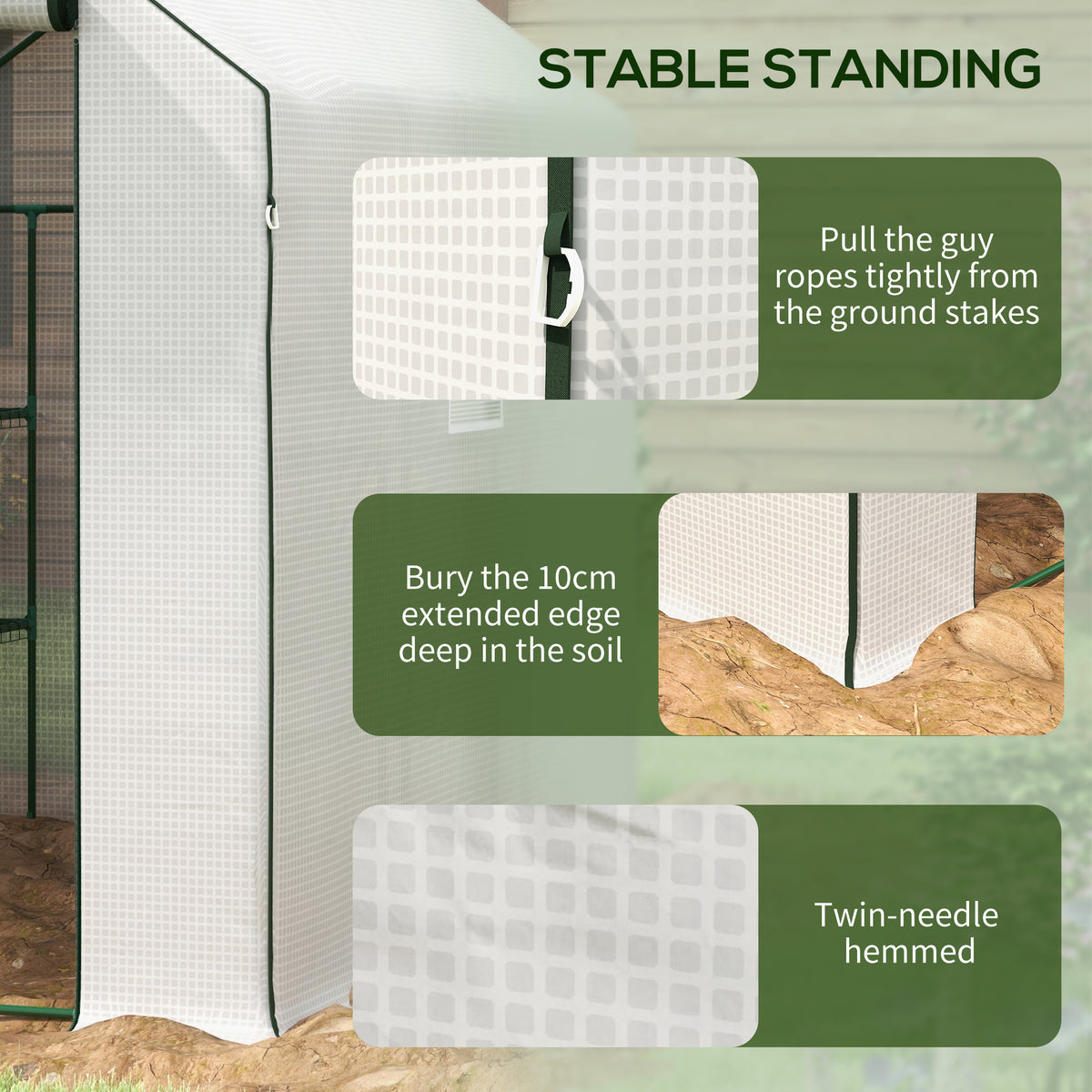 Outsunny 4.6' X 4.7' Portable Greenhouse, Water Uv Resistant Walk In Small Outdoor Greenhouse With 2 Tier U Shaped Flower Rack Shelves, Roll Up Door & Windows, White White Steel