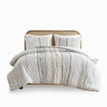 Cotton Printed Comforter Set With Chenille Ivory King Cal King King Ivory Cotton