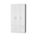 White 4 Door 2 Drawer Armoire White Bedroom Melamine