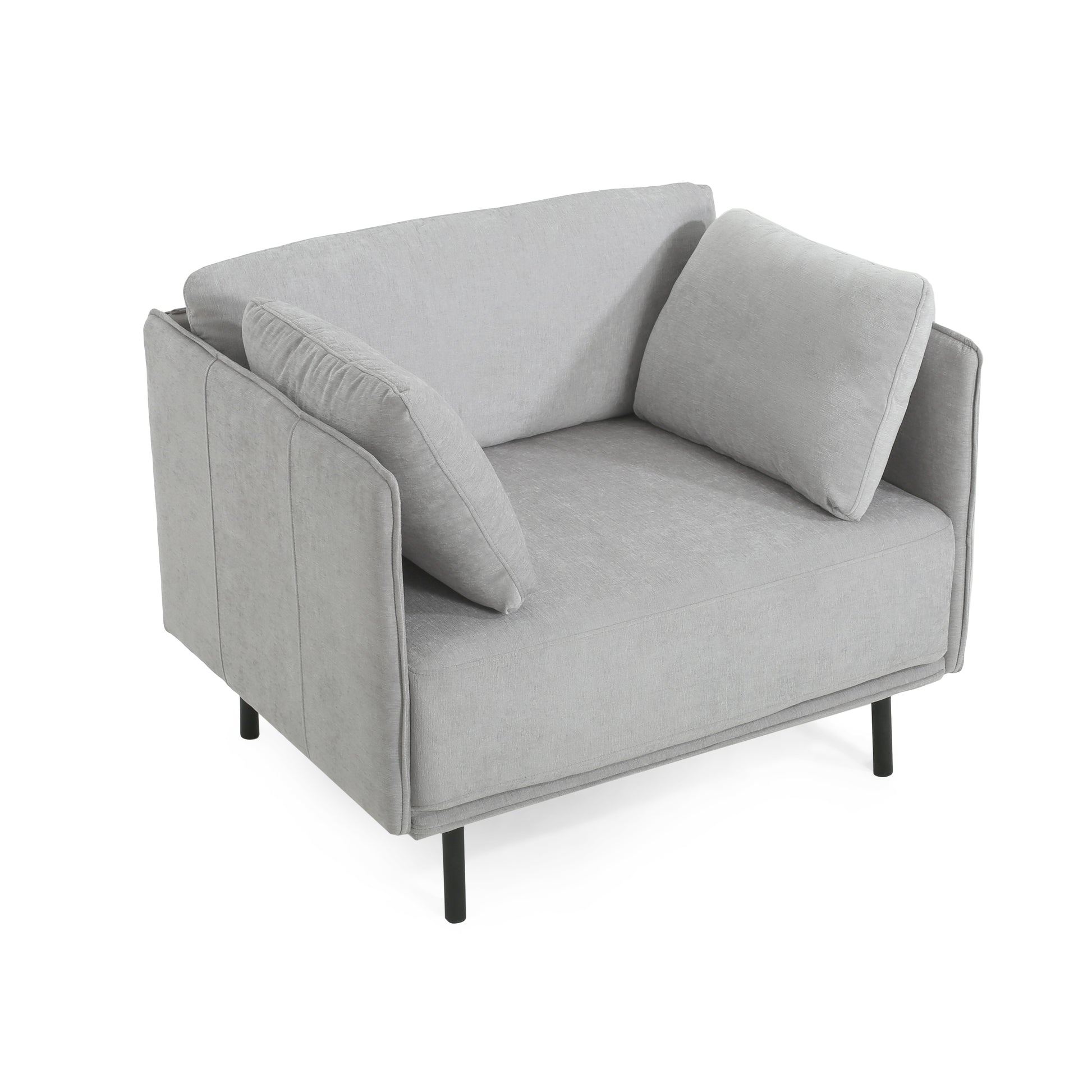 39" Vintage Grey Lounge Chair With Polyester Upholstery, Solid Wood Frame And Steel Legs, Comfortable Accent Seating For Living Room, Bedroom, Or Office Grey Polyester,Solid Wood Mdf,Steel