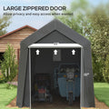 Outsunny 7' X 12' Garden Storage Tent, Heavy Duty Outdoor Shed, Waterproof Portable Shed Storage Shelter With Ventilation Window And Large Door For Bike, Motorcycle, Garden Tools, Gray Gray Steel