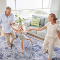 9X12 Area Rugs For Living Room, Washable Rug, Low Pile, Non Slip, Non Shedding, Foldable, Kid&Pet Friendly, Area Rugs For Living Room, Bedroom, Dining Room Rug, Blue 9X12 Area Rug Blue, 9'X12' Blue Chenille Polyester