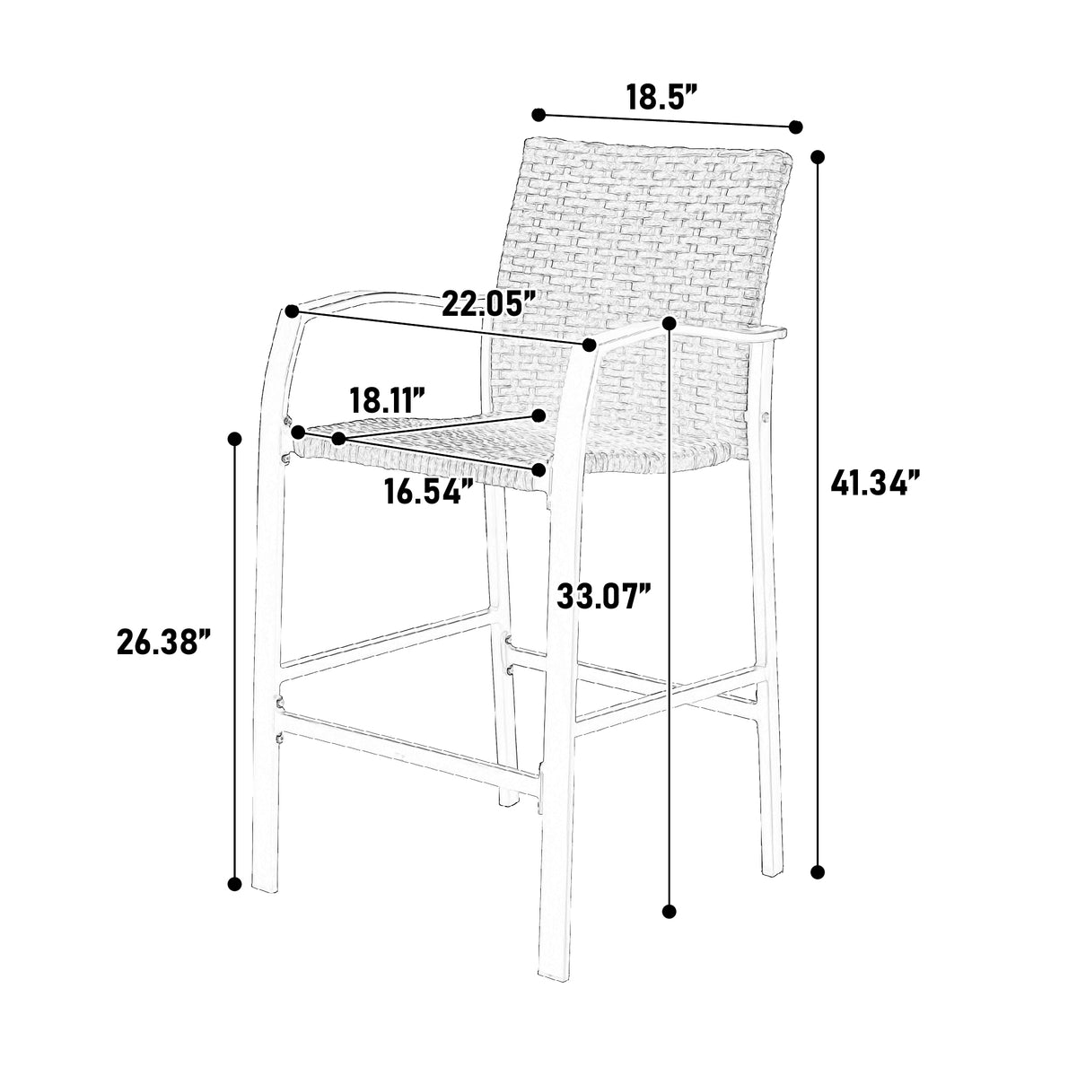 3 Pieces Outdoor Bar Stools Set,Rattan Bar Chairs,With Glass Table Top, Wicker Bar Stools For Backyard, Garden, Pool, Balcony And Deck, Brown Brown Steel