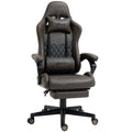 Vinsetto Racing Gaming Chair Diamond Pu Leather Office Gamer Chair High Back Swivel Recliner With Footrest, Lumbar Support, Adjustable Height, Brown Brown Pu
