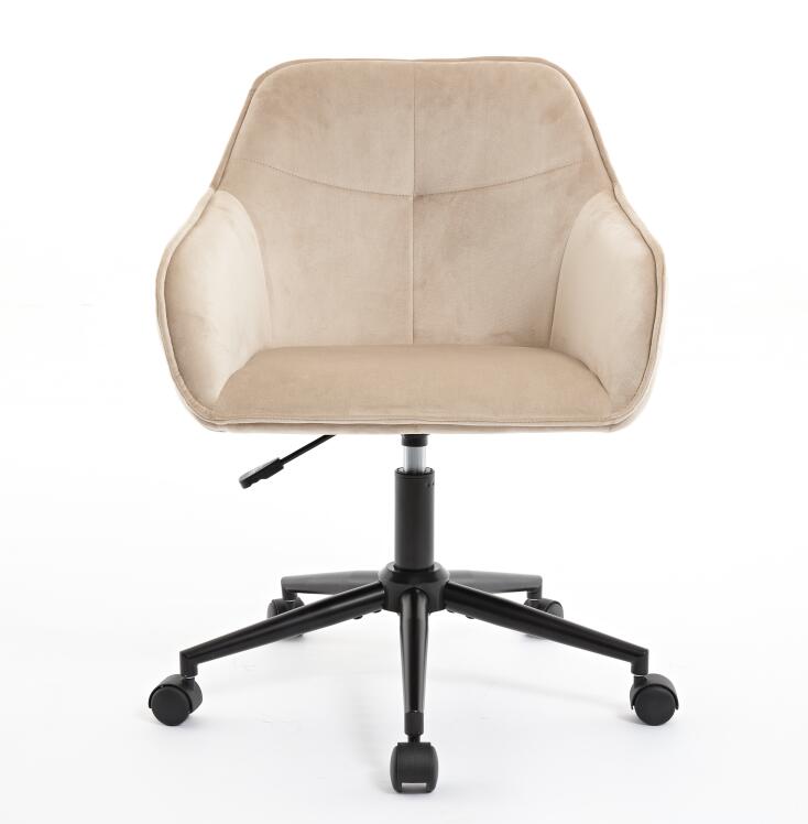 Velvet Office Desk Chair, Modern Home Desk Chair With Wheelsvanity Chairs For Living Room, Bedroom,Study Room Light Camel Foam Polyester Blend