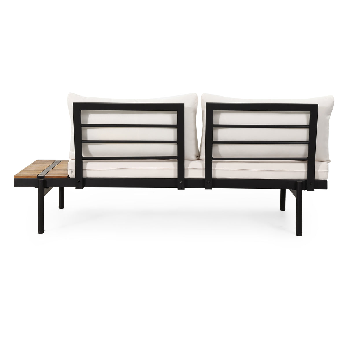 Theo 5 Seater Sectional Sofa Set With Cushions Cream Acacia Wood
