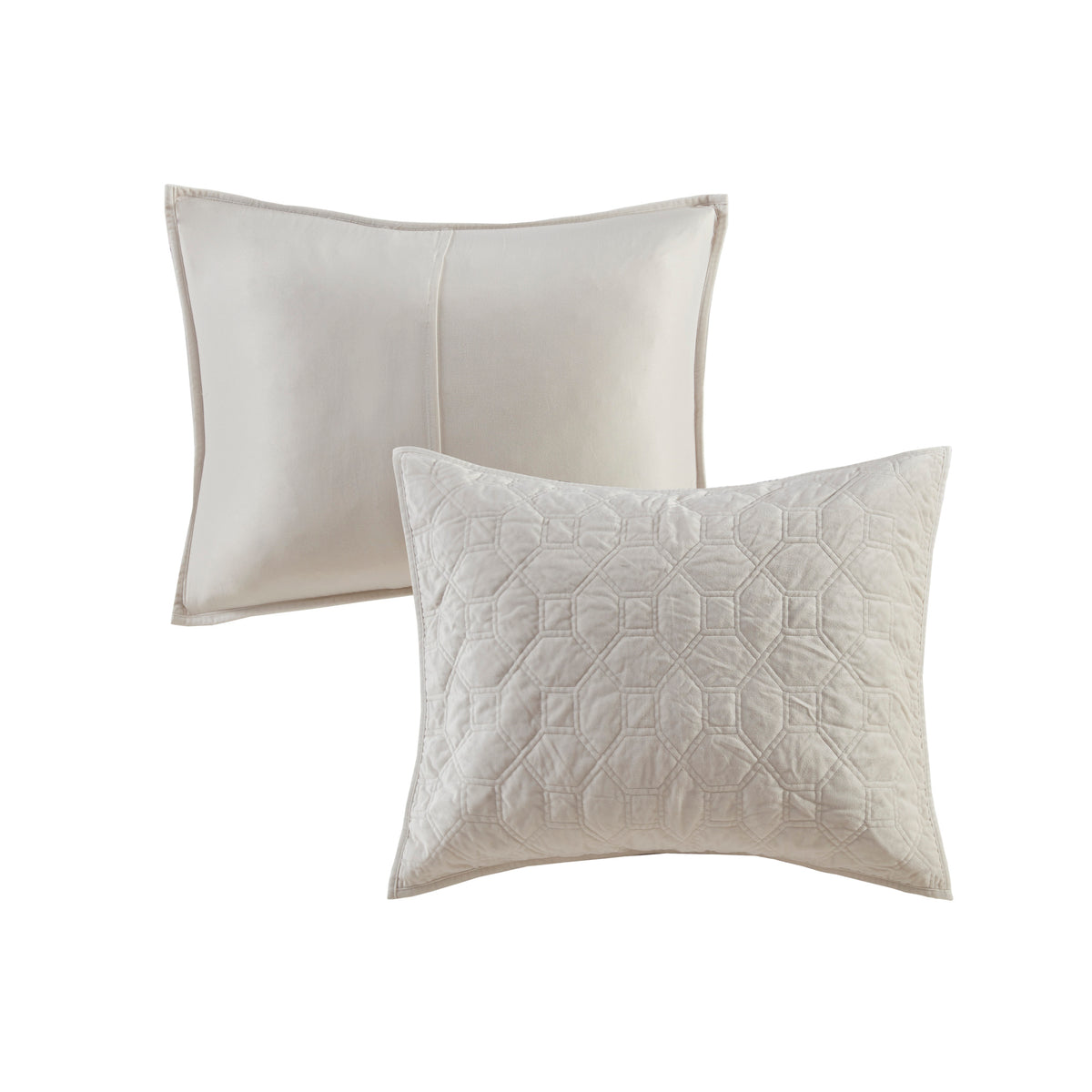 3 Piece Velvet Quilt Set Ivory Full Queen Full Ivory Cotton