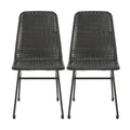 Dining Chairs Dark Brown Set Of 2 Dark Brown Pe Rattan Iron