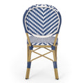 Picardy French Bistro Set Navy Blue Rattan