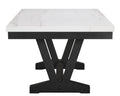 6Pc Dining Set Contemporary Style White Genuine Marble Rectangular Table Top Dove Gray Upholstery Chairs Tufted Bench Black Finish Wooden Solid Wood Dining Room Furniture Wood Wood Gray Seats 6 Wood