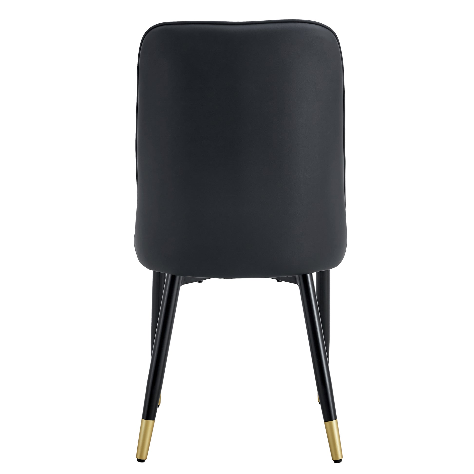 1 Table And 8 Chairs. A Rectangular Dining Table With A White Imitation Marble Tabletop And Black Metal Legs. Paired With 8 Chairs, Equipped With Pu Leather Seat Cushions And Black Metal Legs. F 1538 Black Glass Metal