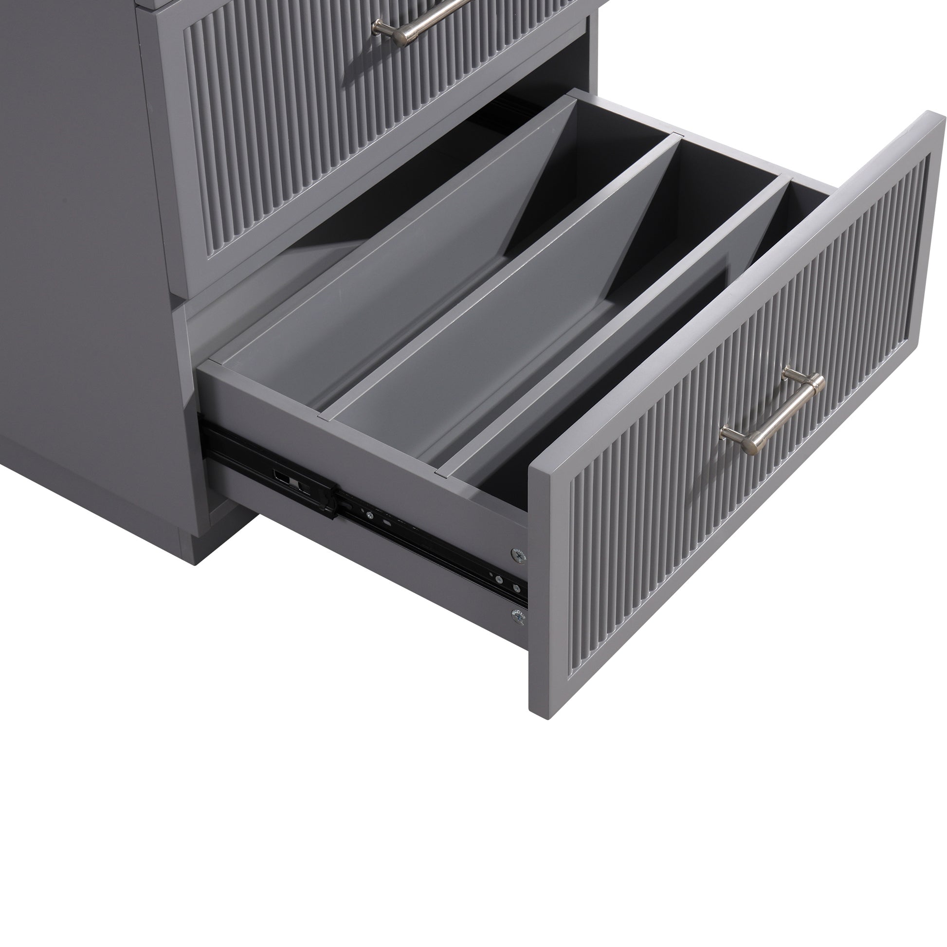 24 Inch Bathroom Vanity With Ceramic Sink Set, Modern Freestanding Bathroom Storage Cabinet With 2 Drawers, Floor Standing Bath Vanity Combo, Gray Grey Mdf