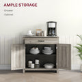 Homcom Farmhouse Sideboard Buffet Cabinet, Barn Door Coffee Bar Cabinet With Drawer And Adjustable Shelf, Kitchen Cabinet For Living Room, Entryway, Gray Wash Gray Wash Mdf