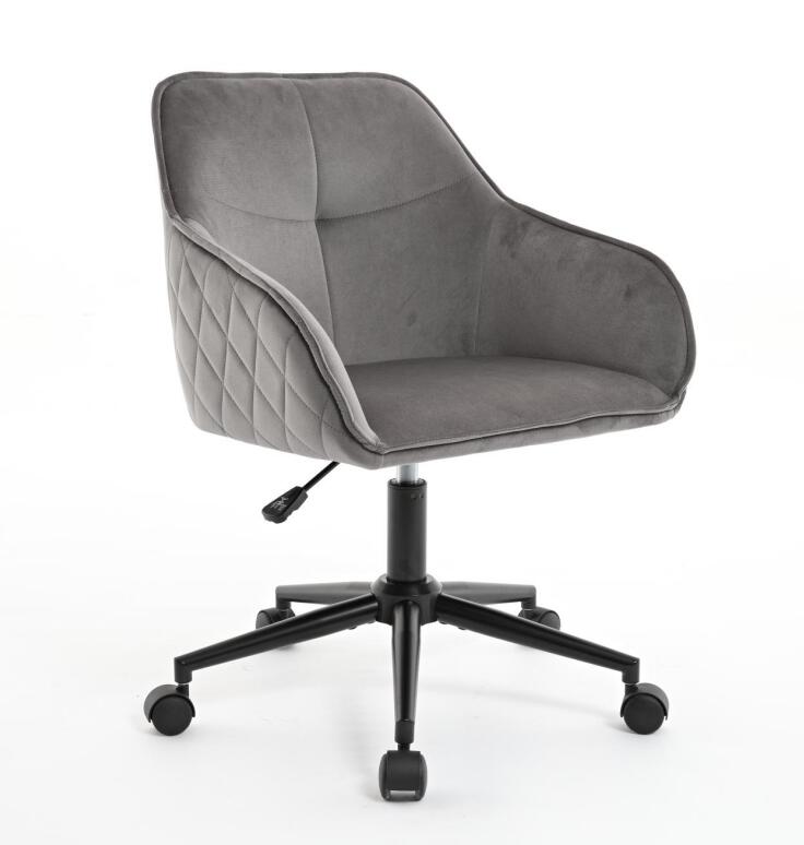 Velvet Office Desk Chair, Modern Home Desk Chair With Wheelsvanity Chairs For Living Room, Bedroom,Study Room Grey Black Foam Polyester Blend