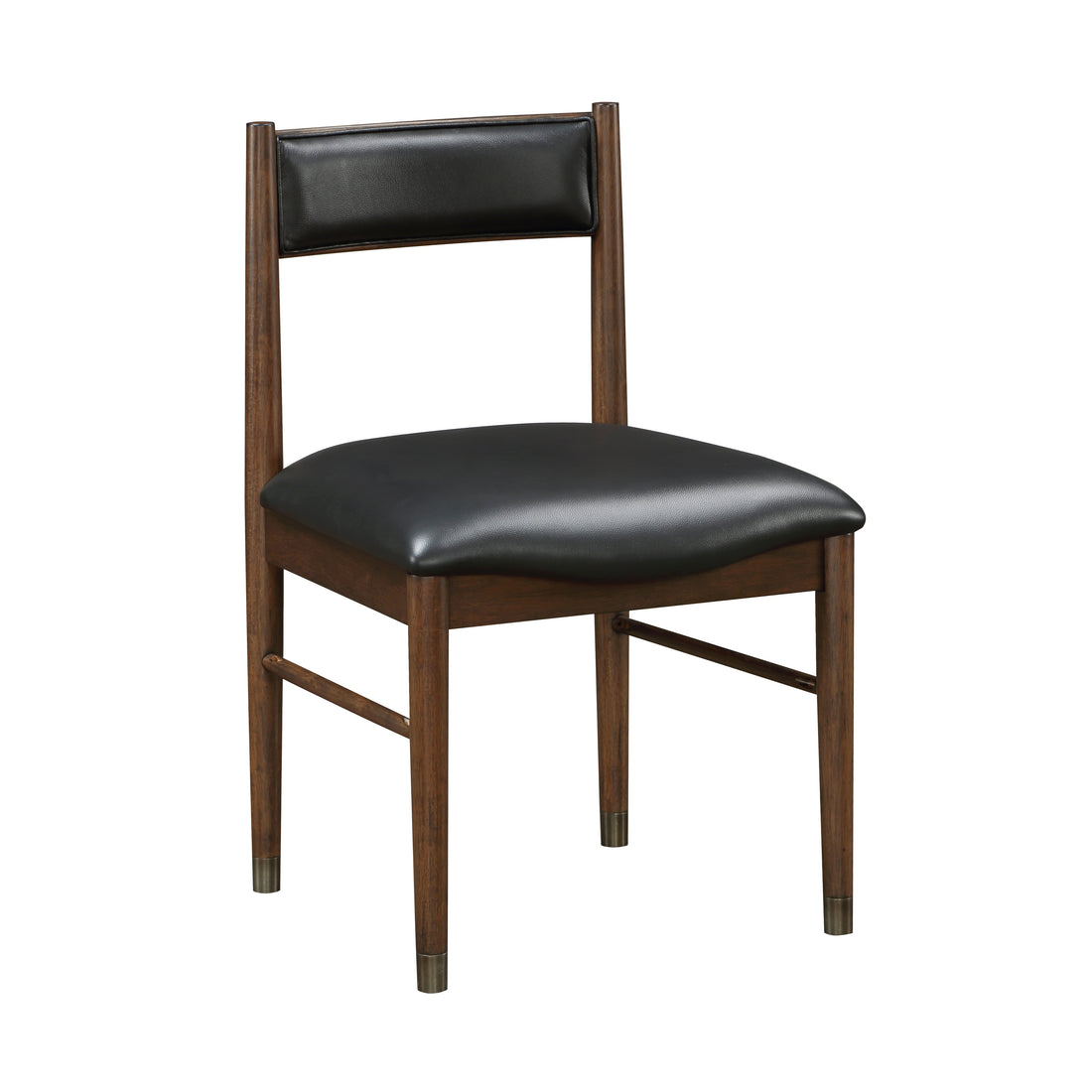 Black Leather Upholstered Side Chairs Set Of 2, Modern Contemporary Cherry Finish Wooden Furniture Dining Chairs Cherry Dining Room Contemporary,Modern,Transitional Wood