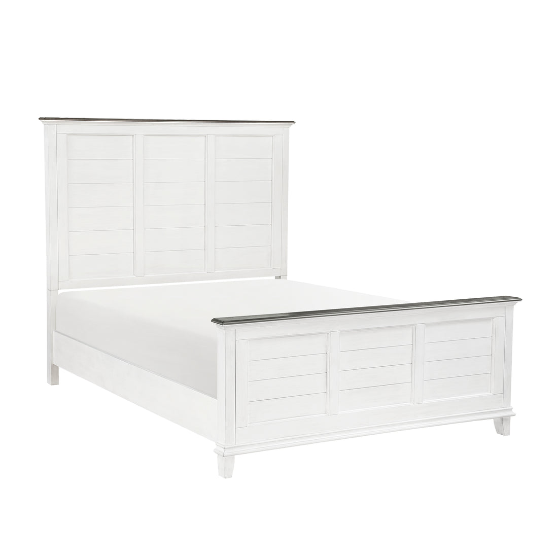 Classic Antique White Finish King Bed Farmhouse Style 1Pc Bedroom Furniture Two Tone Finish Box Spring Required King Antique White,Dark Brown Bedroom Classic,Farmhouse Wood
