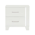 White High Gloss Finish Modern Bedroom 1Pc Nightstand With Led Light Wooden Furniture Luxury Bedside Table White 2 Drawers Bedside Cabinet Bedroom Modern Wood