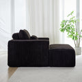62.5 Inch Corduroy Sponge Sofa Lounge Chair With Removable Footrest,No Assembly Required,Fluffy Modern Sleeper Chair For Indoor Living Room Bedroom Black Foam Corduroy 1 Seat