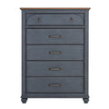Americana Chest, No Assembly Required, Corduroy Blue Finish Blue Rubberwood Rubber Wood