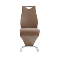 Tony Brown Dining Chairs Kit Of 2 Polyurethane Solid Brown Beige Dining Room Foam Wipe Clean Rectangular Modern Side Chair Solid Back Set Of 2 Metal Pu