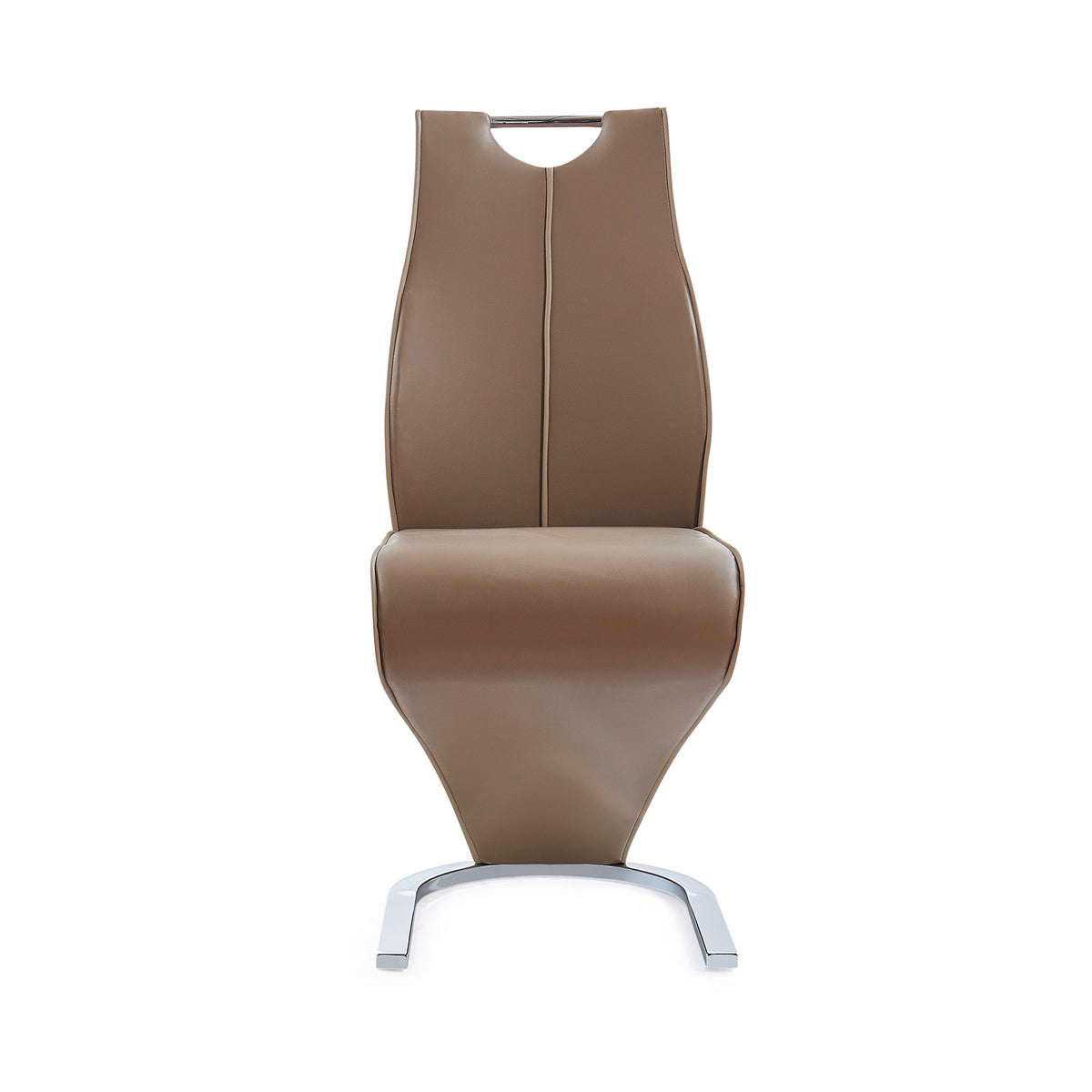 Tony Brown Dining Chairs Kit Of 2 Polyurethane Solid Brown Beige Dining Room Foam Wipe Clean Rectangular Modern Side Chair Solid Back Set Of 2 Metal Pu
