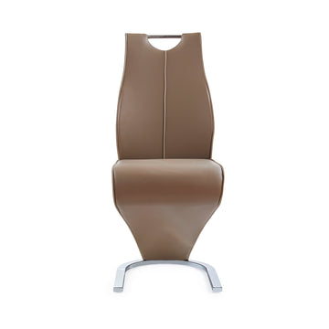 Tony Brown Dining Chairs Kit Of 2 Polyurethane Solid Brown Beige Dining Room Foam Wipe Clean Rectangular Modern Side Chair Solid Back Set Of 2 Metal Pu