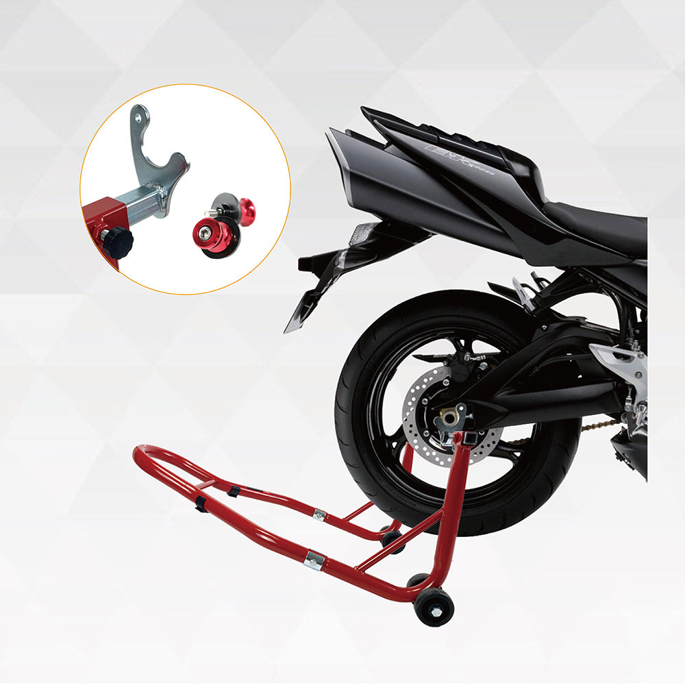 Motorcycle Stand 850Lb Sport Bike Rear Wheel Lift Swingarm Paddock Stands Red, U Red Steel