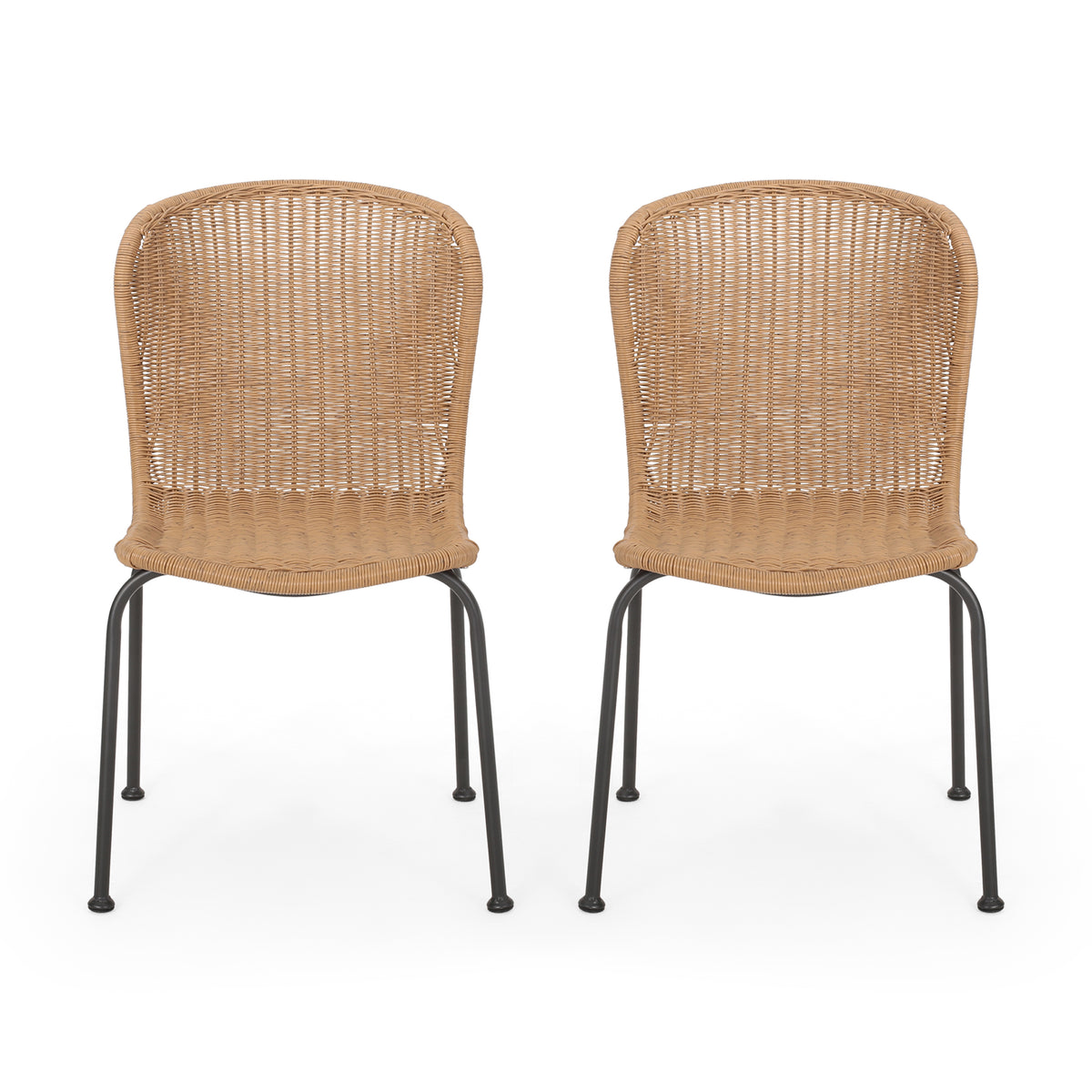 Boho Chair Set Of 2 Light Brown Rattan