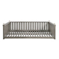 Patio Minimalist Twin Size Garden Swing Bed Wood Porch Swing With Ropes For Backyard, Safe Sloped Design, Gray Gray Weather Resistant Frame Garden & Outdoor Minimalist 2 Person Seating Group Acacia