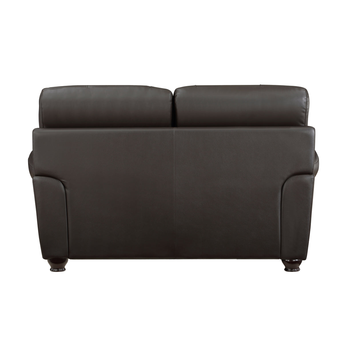 Traditional Living Room Furniture 2Pc Sofa Set Dark Brown Leather Sofa Loveseat Comfortable Plush Seating Rolled Arms Trim Classic Design Dark Brown Primary Living Space Classic,Traditional Rolled Arms Solid Wood 5 Seat
