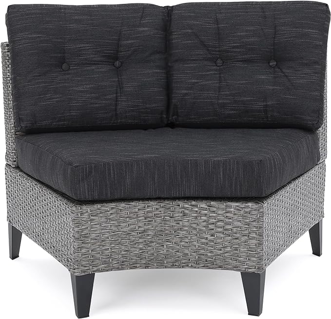Pema Outdoor 4 Seater Sofa Black Gray Seats 4 Pe Rattan Iron Waterproof Fabric