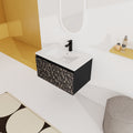 30'' Floating Wall Mounted Bathroom Vanity With Ceramics Sink & Soft Close Cabinet Door, Kd Package Black Bathroom Modern Plywood
