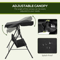Outsunny 3 Seat Outdoor Patio Swing Chair With Removable Cushion, Steel Frame Stand And Adjustable Tilt Canopy For Patio, Garden, Poolside, Balcony, Backyard, Black 2 Black Steel