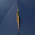 Stylish Sideboard With Wave Geometric Design, Conical Legs, Adjustable, Suitable For Study, Entryway And Living Room Navy Blue American Design Mdf
