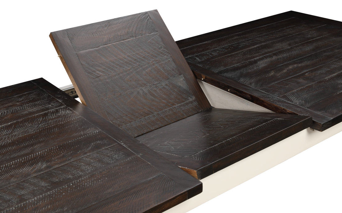Mountina Brown And White Gathering Dining Table With Leaf Brown White Solid Wood