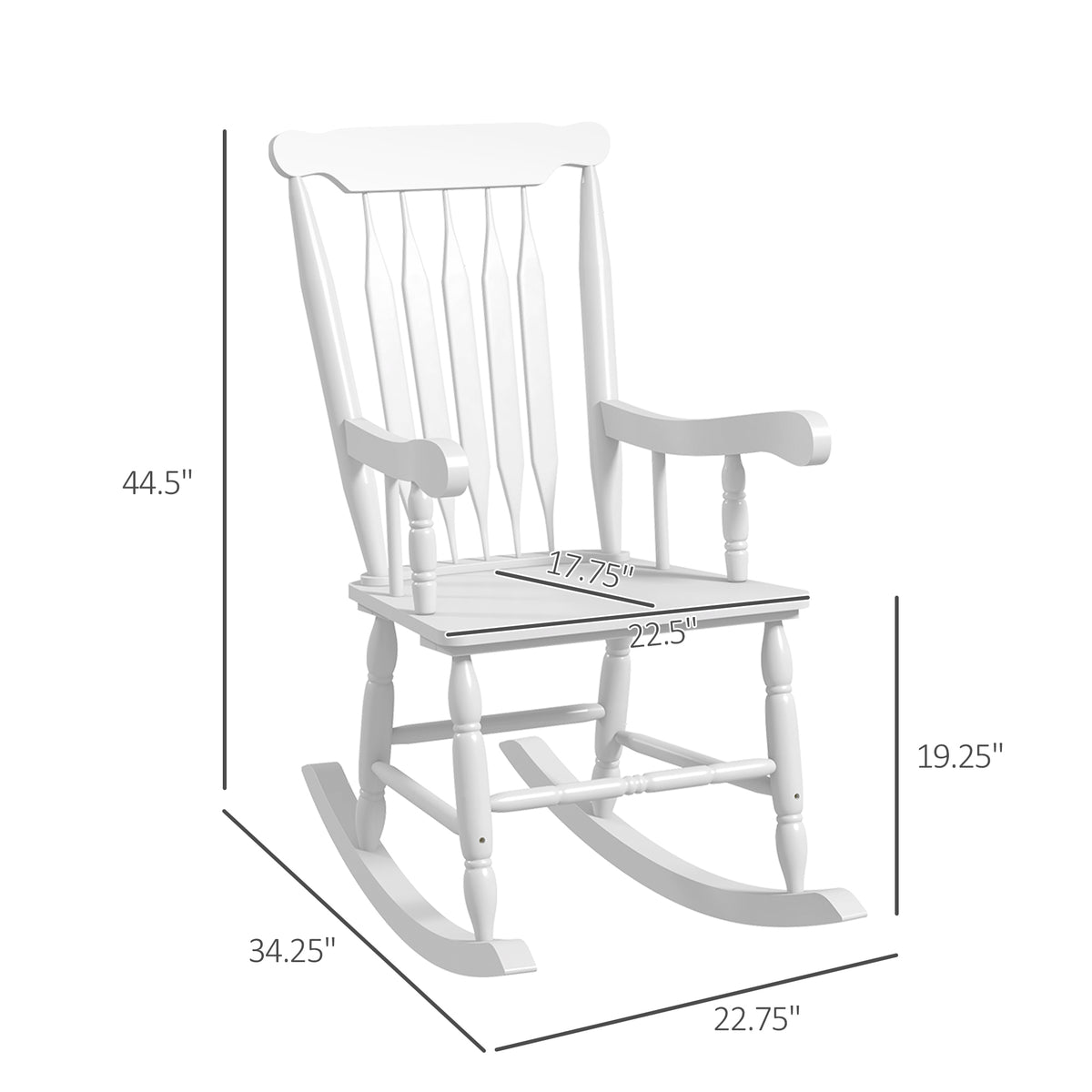 Outsunny Outdoor Wood Rocking Chair, 350 Lbs. Porch Rocker With High Back For Garden, Patio, Balcony, White White Wood