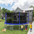 15Ft For Kids Children With Safety Enclosure Net Outdoor Backyards Large Recreational Trampoline Blue Metal